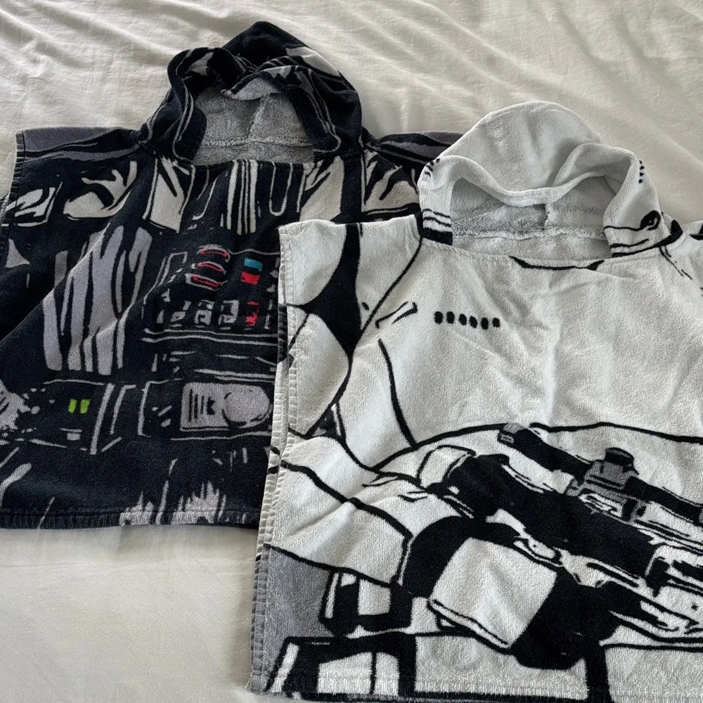 Star Wars Kids Hooded Towels Toddler Size Darth Vader & Stormtrooper Set